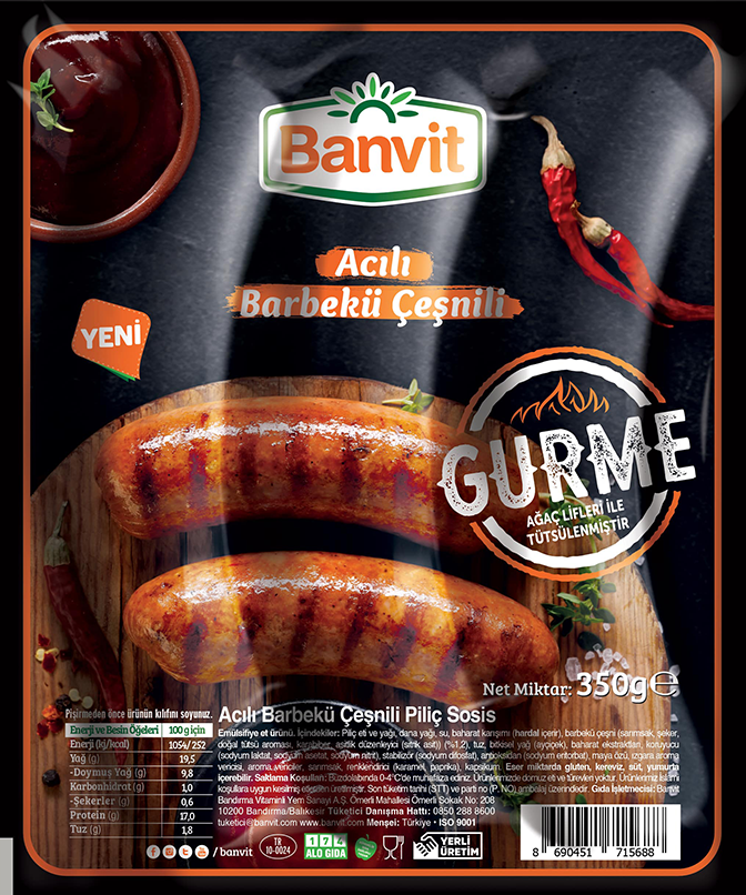 Banvit Acılı Barbekü Çeşnili Piliç Sosis 